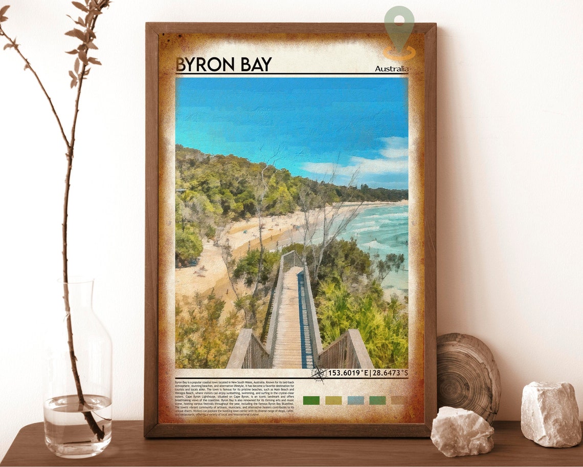 Byron Bay Australia Coastal Boardwalk Beach Surf Travel Poster - Image 6