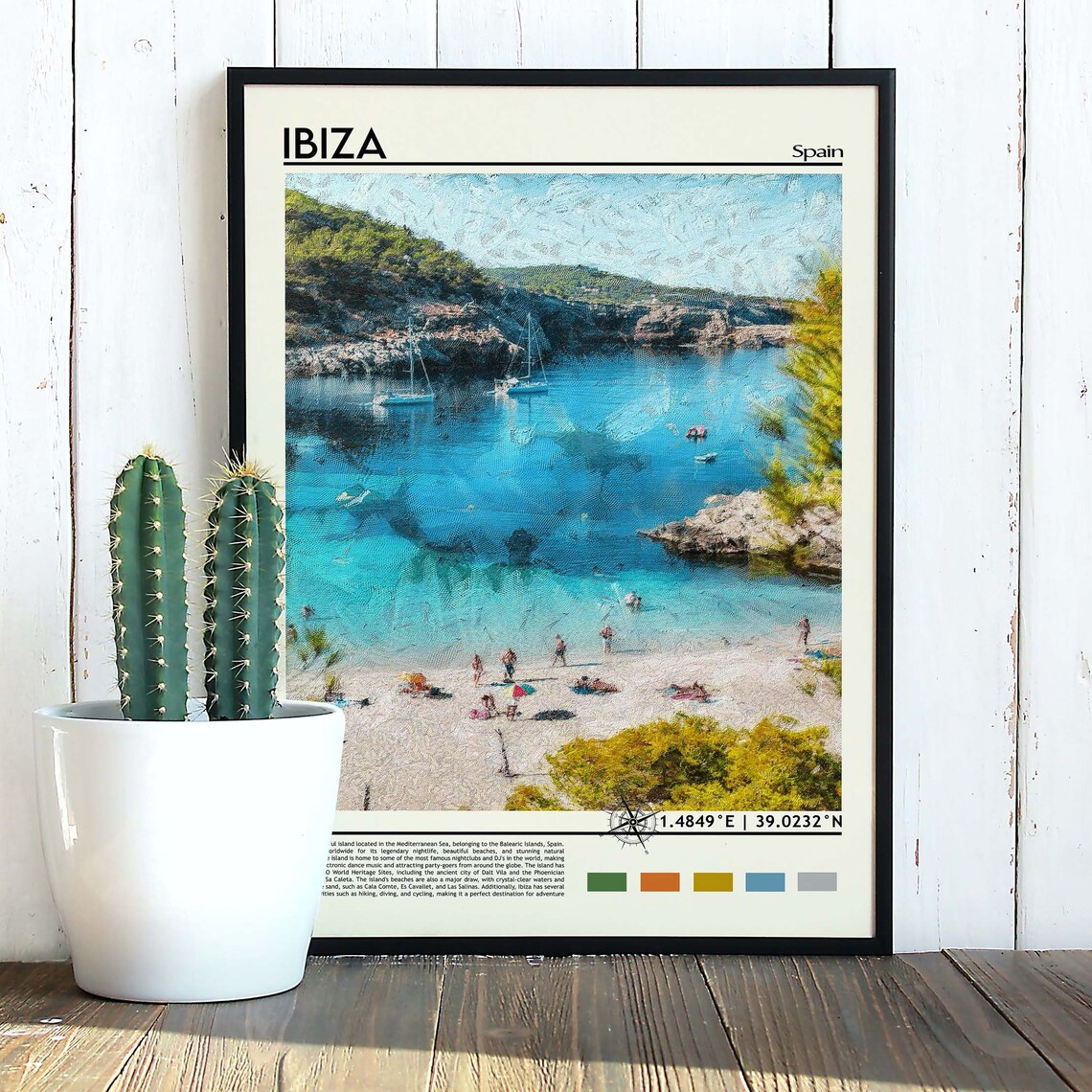 Ibiza Spain Turquoise Cove Beach Painted Island Vintage Travel Poster - Image 3