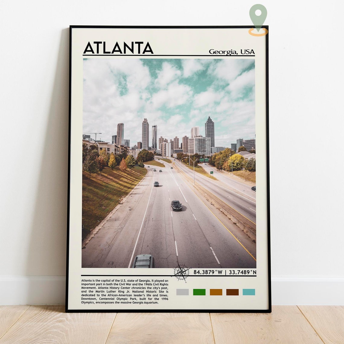 Atlanta Print Atlanta Art Atlanta Poster Atlanta Photo Atlanta Poster Print Atlanta Painting Georgia Travel Poster Atlanta Wall Art - Image 2
