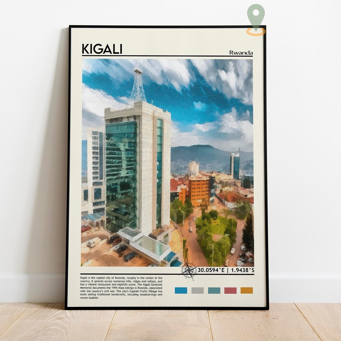 Kigali Rwanda Capital City Skyline Painted Africa City Travel Poster - Image 5