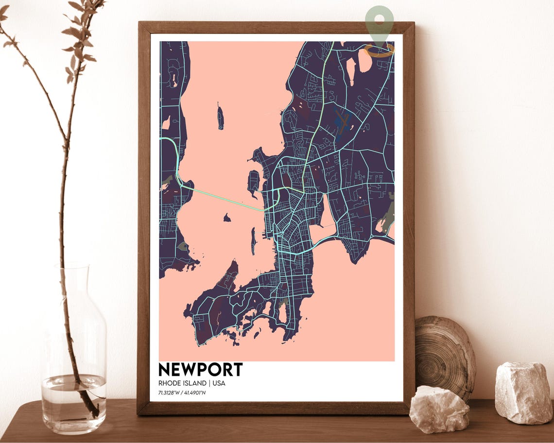 Newport Map Newport Map Print Newport Personalized Map Newport City Newport Travel Poster Newport Poster Newport Rhode Island Map - Image 4