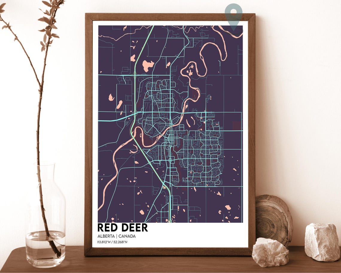 Red Deer Map Red Deer Map Print Red Deer Personalized Map Red Deer City Red Deer Travel Poster Red Deer Poster Red Deer Alberta Map - Image 3