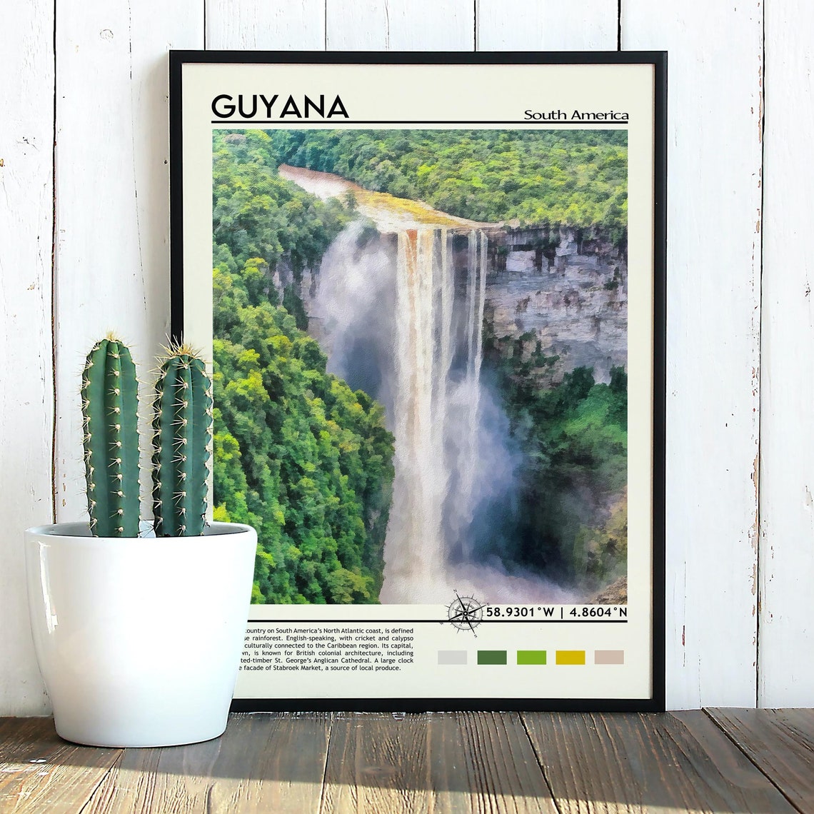 Guyana South America Rainforest Waterfall Jungle Falls Poster - Image 3