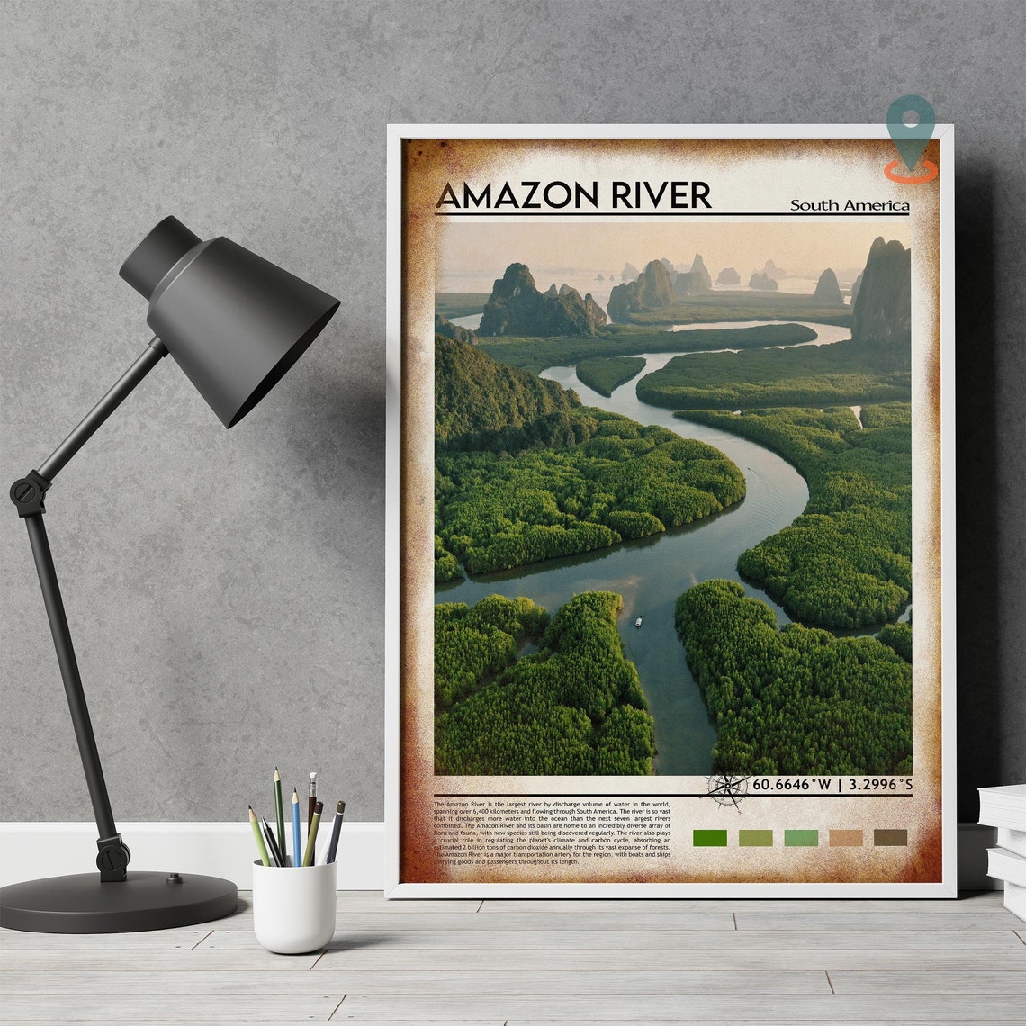 Amazon River South America Winding Rainforest Aerial Nature Poster - Image 4