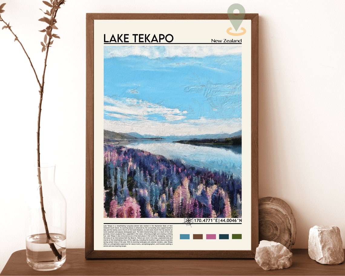 Lake Tekapo Print Lake Tekapo Poster Lake Tekapo Wall Art Lake Tekapo Travel Print Lake Tekapo Art Print Lake Tekapo Art New Zealand