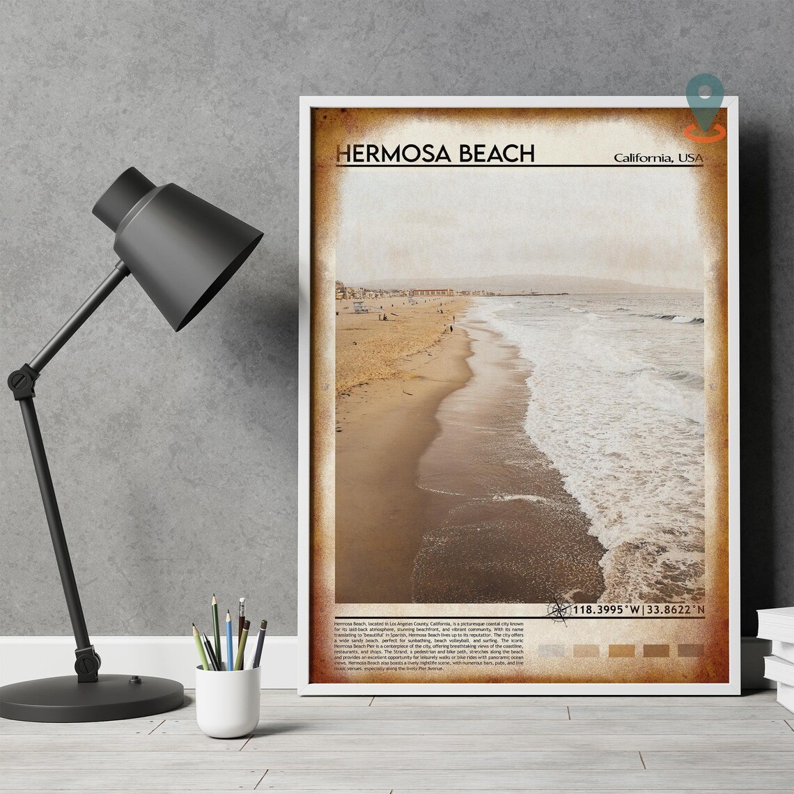 Hermosa Beach California Shoreline Waves USA Beach Photo Poster - Image 4
