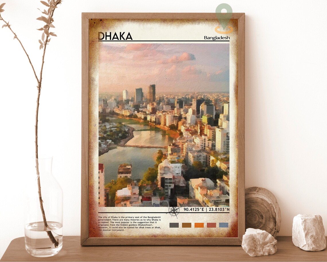 Dhaka Bangladesh City Skyline Sunset Urban Landscape Art Poster - Image 6