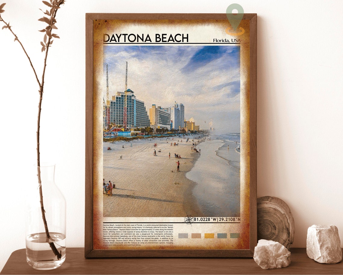 Daytona Beach Florida Ocean Hotels Sand Boardwalk Travel Poster - Image 6