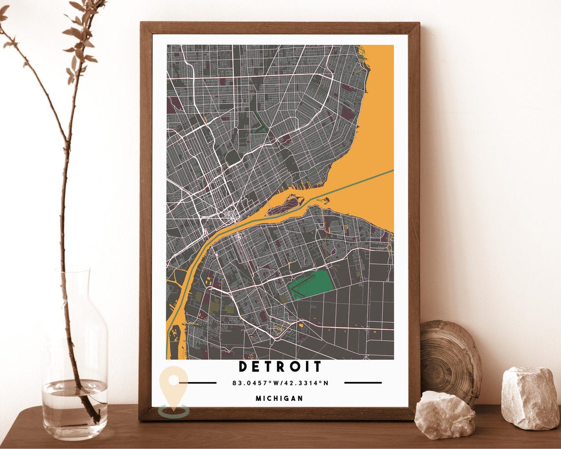Detroit Map Detroit Map Print Detroit Wall Art Detroit Travel Poster Detroit Poster Detroit Photo Detroit City Map Detroit Michigan - Image 5