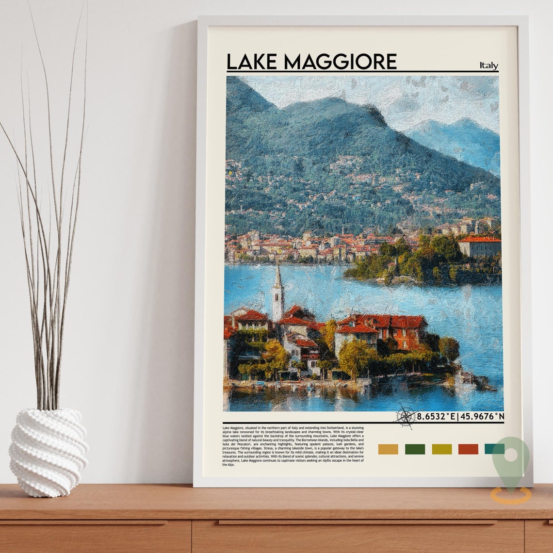 Lake Maggiore Italy Alpine Lake Village Mountains Vintage Poster - Image 5