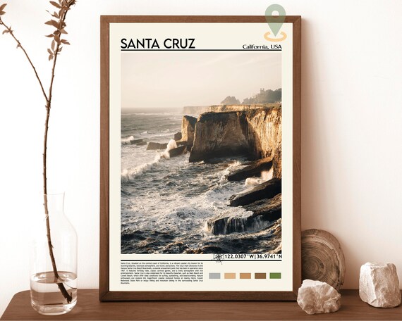 Santa Cruz California USA Dramatic Coastal Cliffs Travel Poster