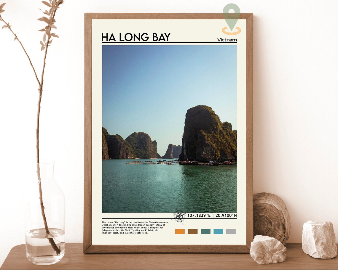 Ha Long Bay Print Vintage Poster Ha Long Bay Wall Art Ha Long Bay Poster Ha Long Bay Photo Ha Long Bay Poster Print Vietnam Poster