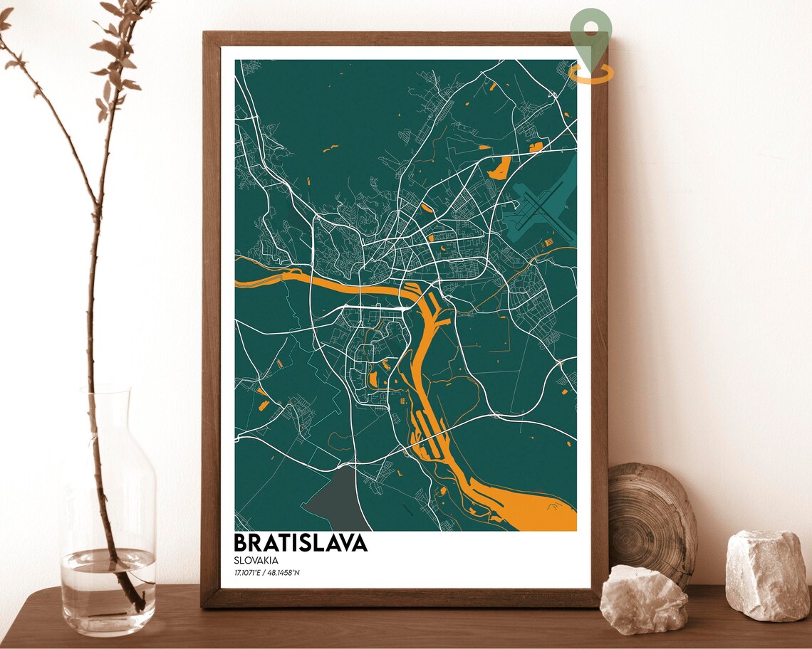 Bratislava Map Travel Poster, Slovakia Art Print