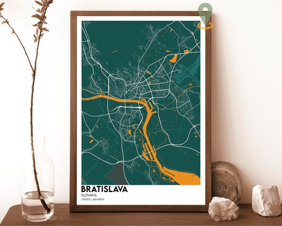 Bratislava Map Travel Poster, Slovakia Art Print