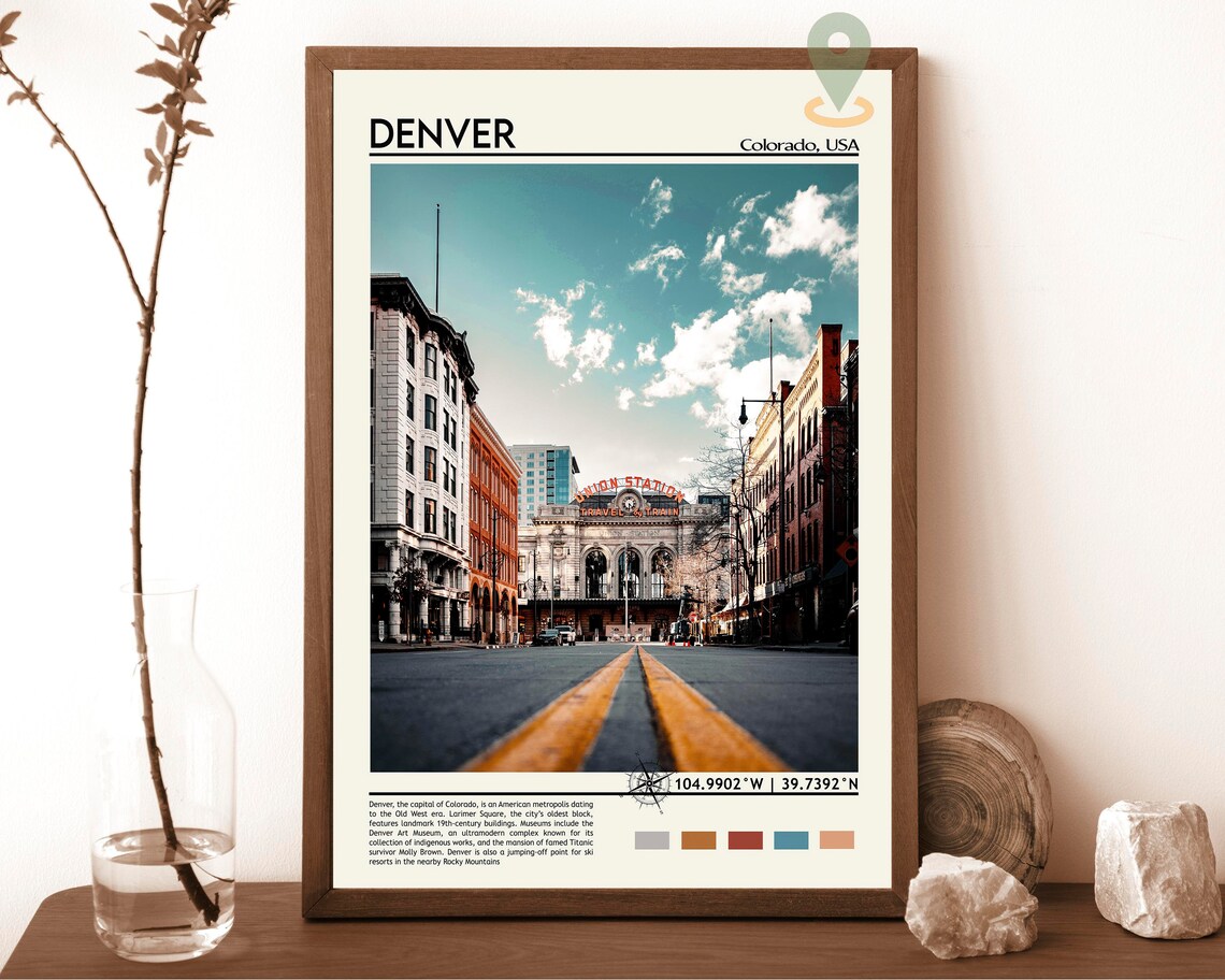Denver Colorado Union Station Historic Street Scene Travel Poster