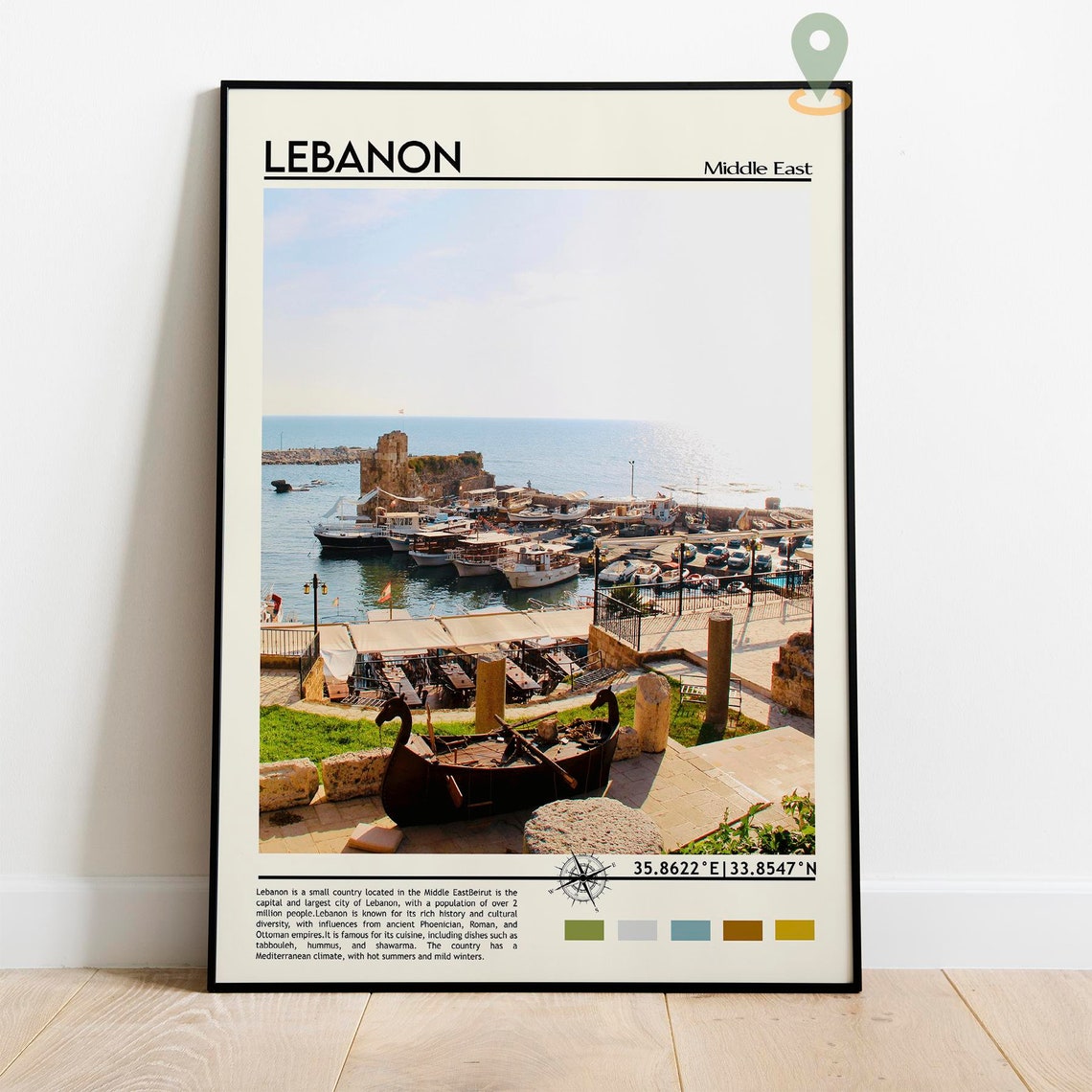 Lebanon Middle East Historic Harbor Castle View Travel Poster - Image 5