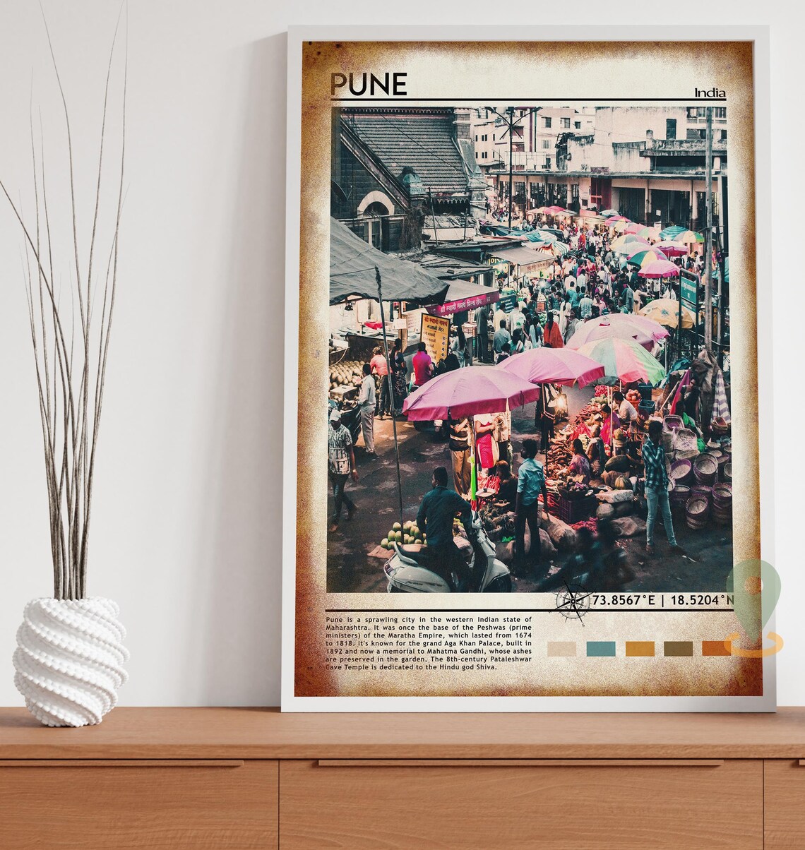 Pune India Bustling Market Street Crowd Colorful Urban Photo Poster - Image 4