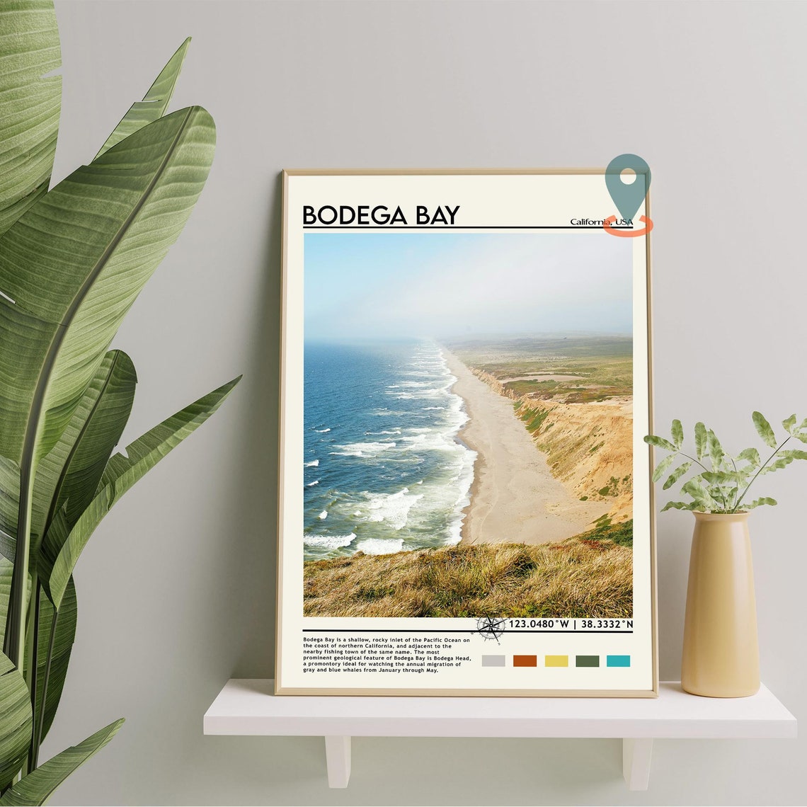 Bodega Bay California Pacific Coastline Cliffs Waves Travel Poster - Image 2