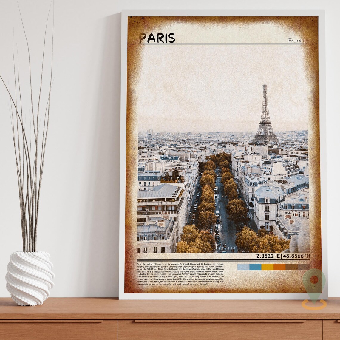 Paris France Eiffel Tower Autumn Avenue Aerial City View Poster - Image 3