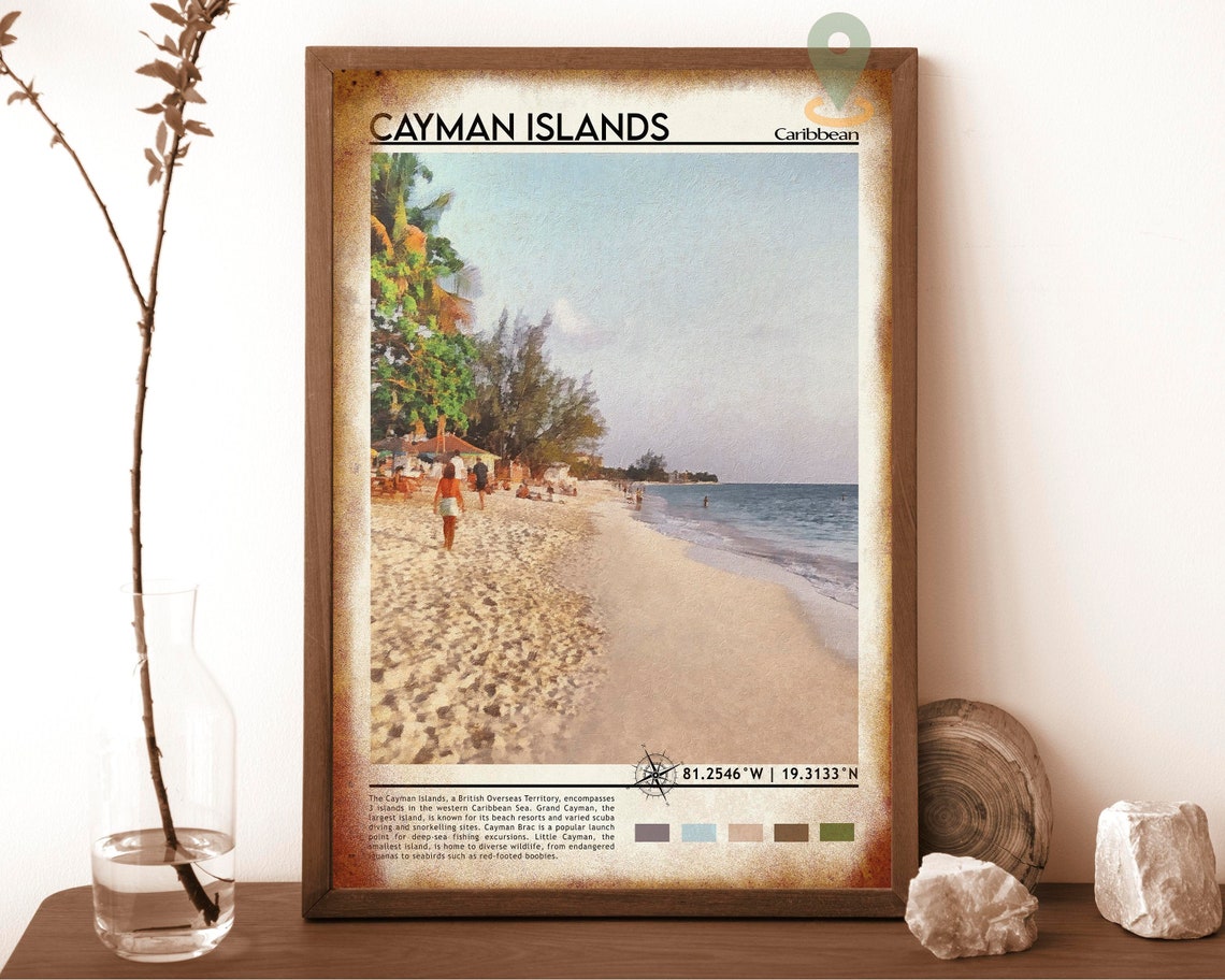 Cayman Islands Print Cayman Islands Art Cayman Islands Poster Cayman Islands Photo Cayman Island Painting Caribbean Poster Vintage Art - Image 6