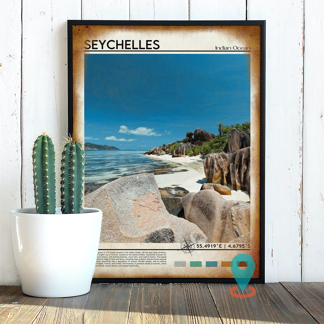Seychelles Indian Ocean Granite Boulder Tropical Beach Poster - Image 2