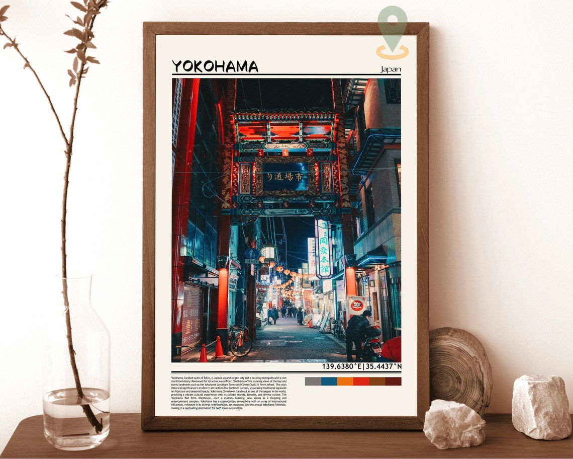 Yokohama Japan Neon Chinatown Gate Vibrant Night Street Poster
