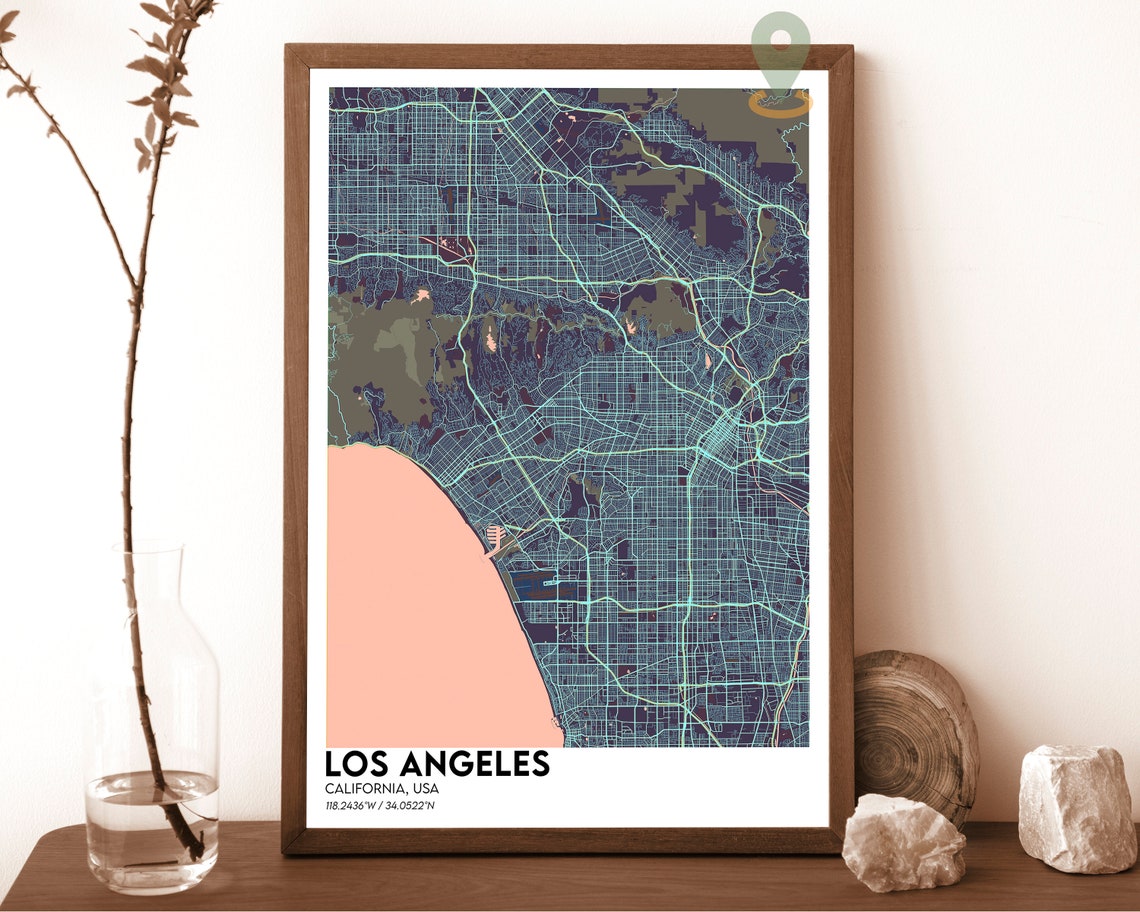 Los Angeles Map Los Angeles Map Print Los Angeles City Map Los Angeles Wall Art Los Angeles Travel Poster Los Angeles California Print - Image 3