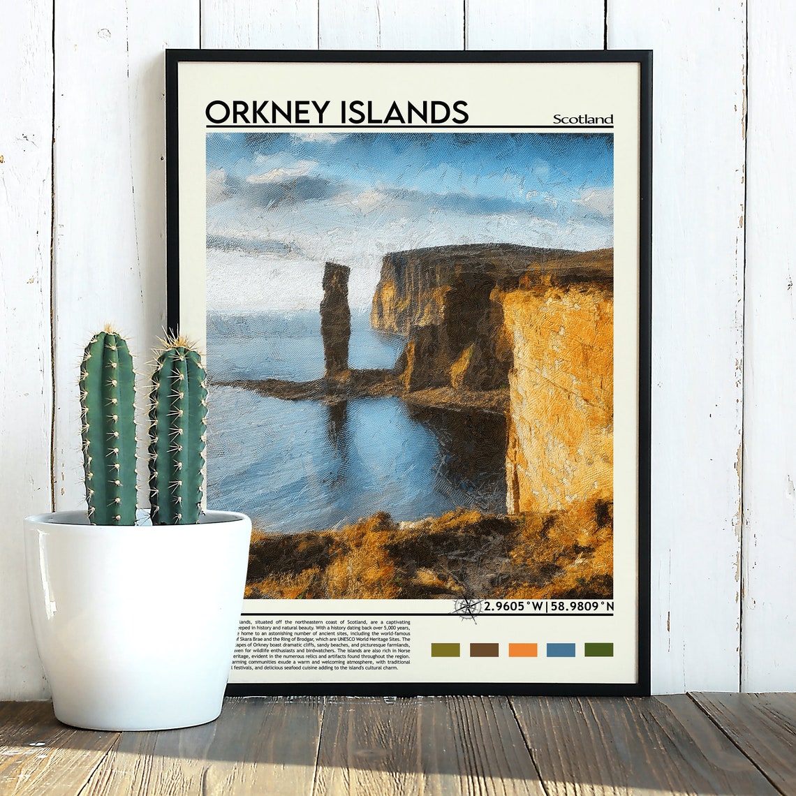 Orkney Islands Scotland Old Man Of Hoy Sea Stack Painting Poster - Image 5