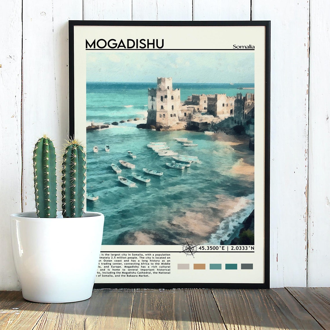 Mogadishu Somalia Historic Harbor Stone Fortress Travel Poster - Image 3