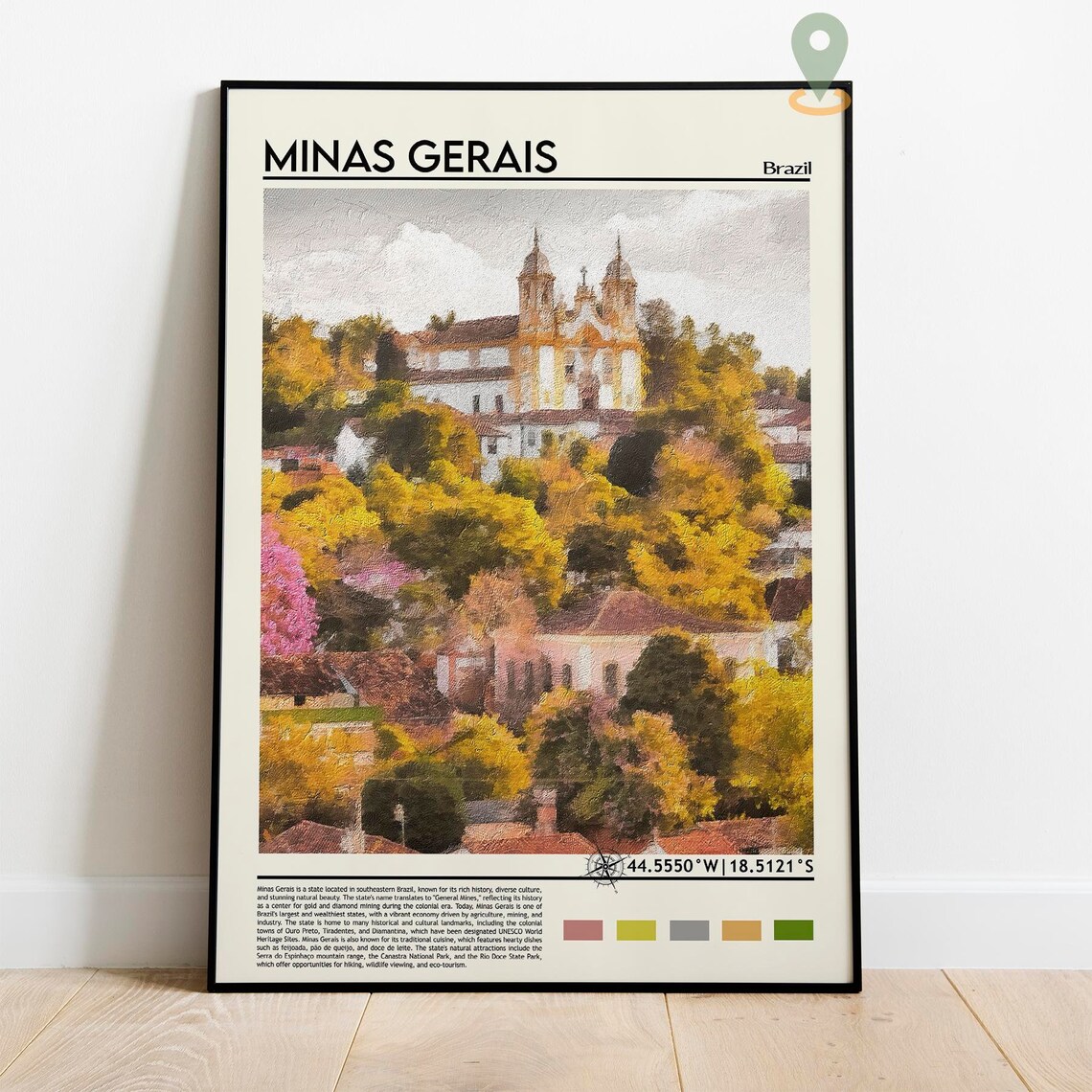 Minas Gerais Brazil Colonial Church Hill Town Baroque Poster - Image 2