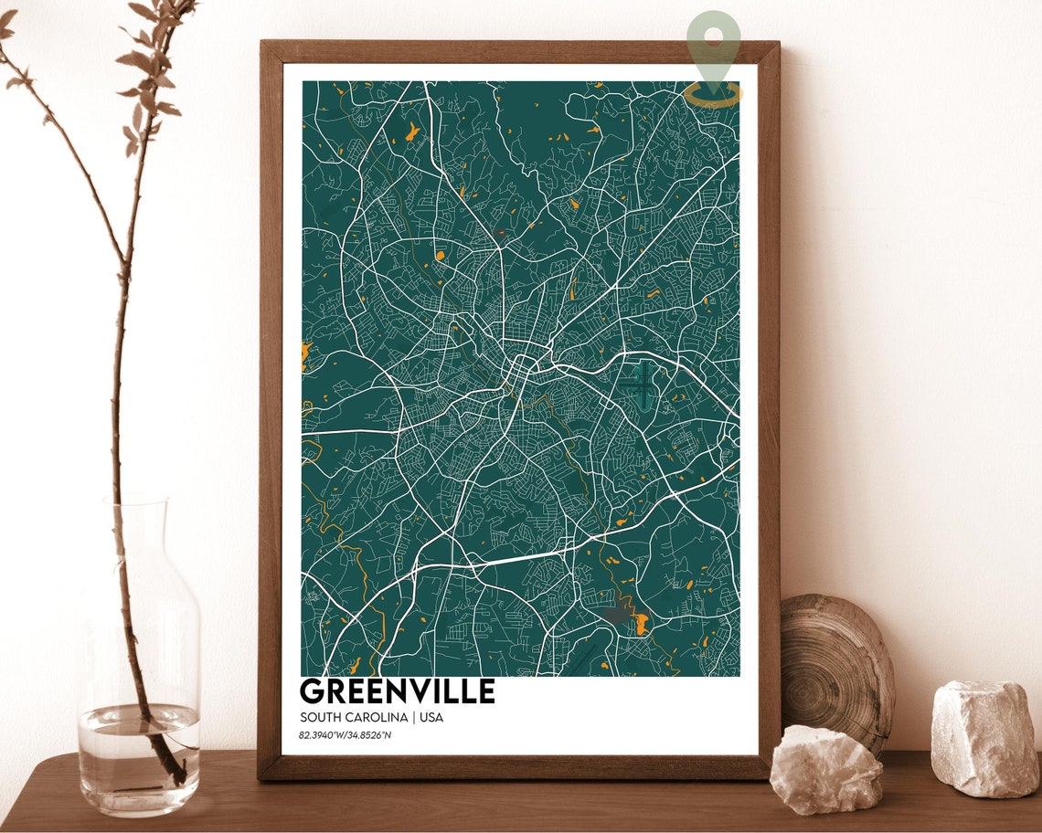 Greenville Map Greenville Map Print Greenville Personalized Map Greenville Wall Art Greenville Travel Poster Greenville South Carolina - Image 4