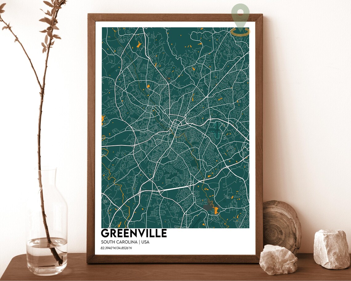 Greenville South Carolina Cream Minimalist City Map Home Decor Poster - Image 4