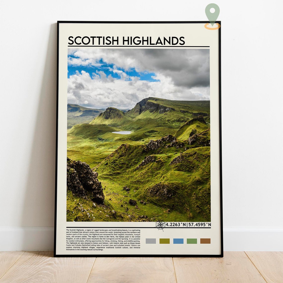 Scottish Highlands Rolling Green Mountains Landscape Travel Poster - Image 2