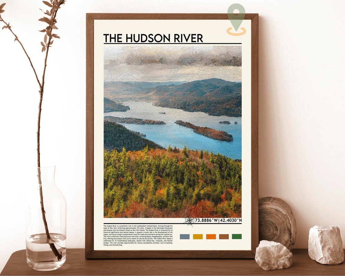 Hudson River New York Autumn Hills Scenic Landscape Travel Poster