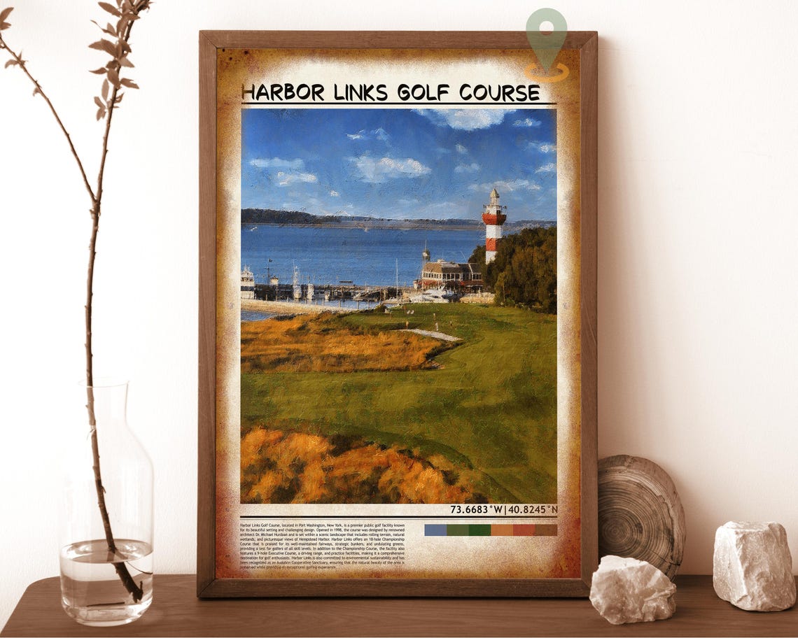 Harbor Links Golf Course Harbor Marina Lighthouse View Poster - Image 6