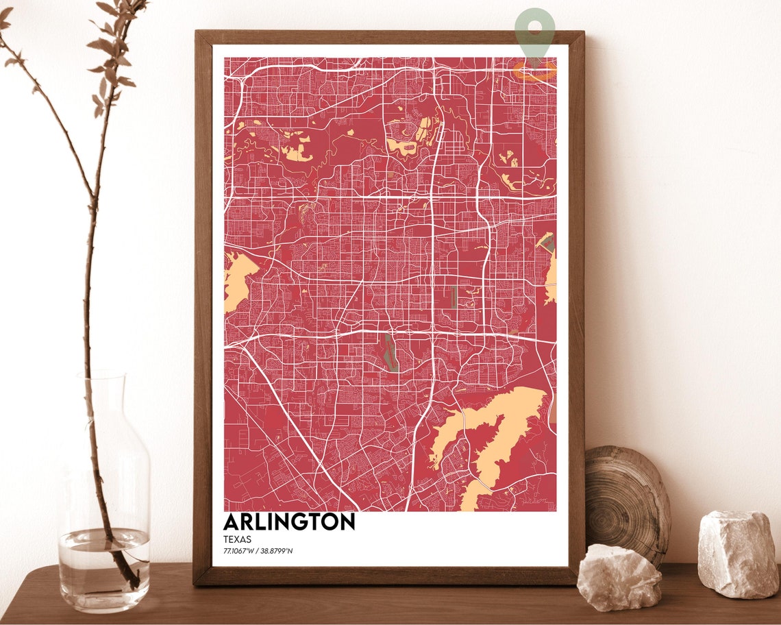 Arlington Texas Warm Tan Minimalist City Street Map Art Print - Image 5