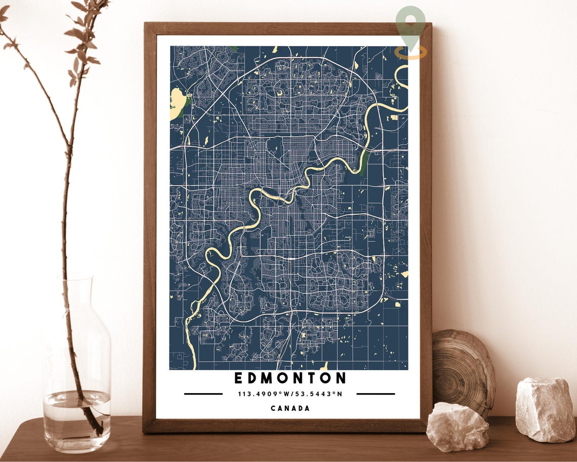 Edmonton Canada Blush Pink Winding River City Map Art Poster - Image 6