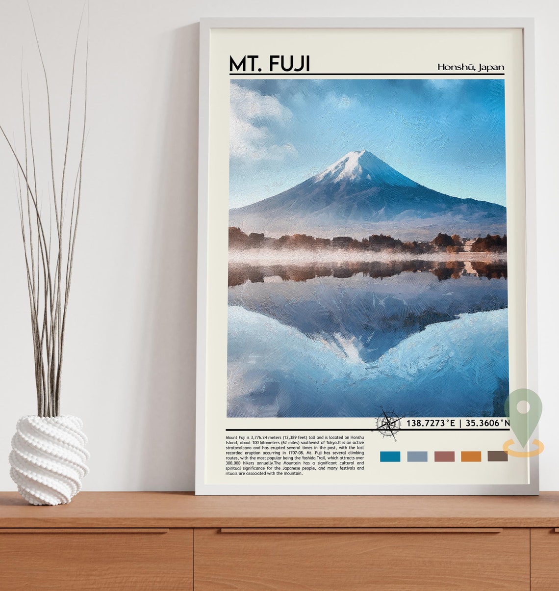 Mount Fuji Japan Snow Capped Peak Lake Reflection View Poster - Image 5