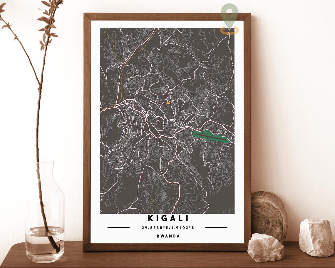 Kigali Rwanda City Street Map Minimalist Poster Wall Decor Art - Image 4