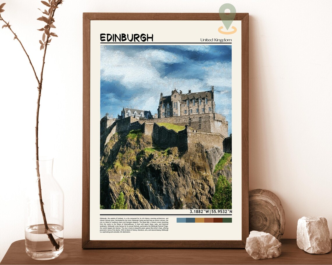 Edinburgh Castle Scotland United Kingdom Vintage Style Travel Poster