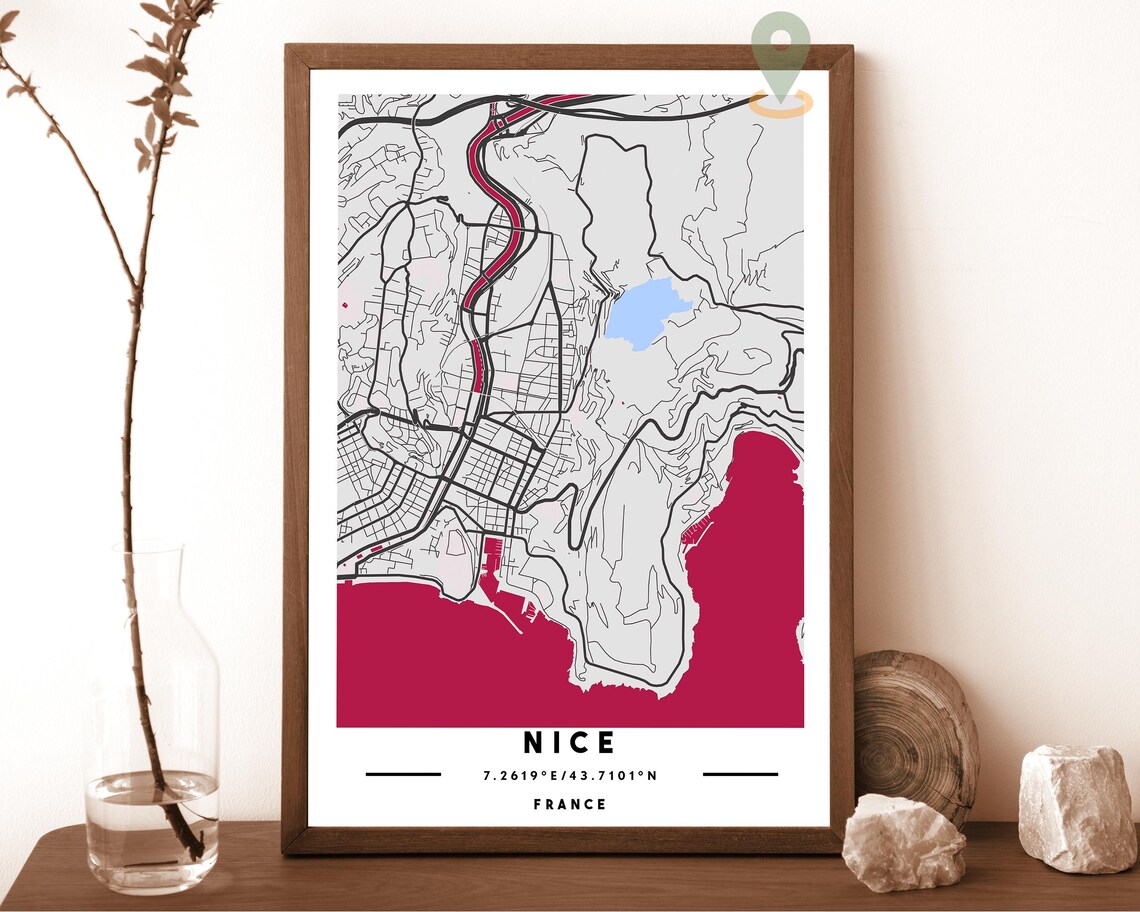 Nice France City Street Map Riviera Modern Art Print for French Riviera Fans - Image 2