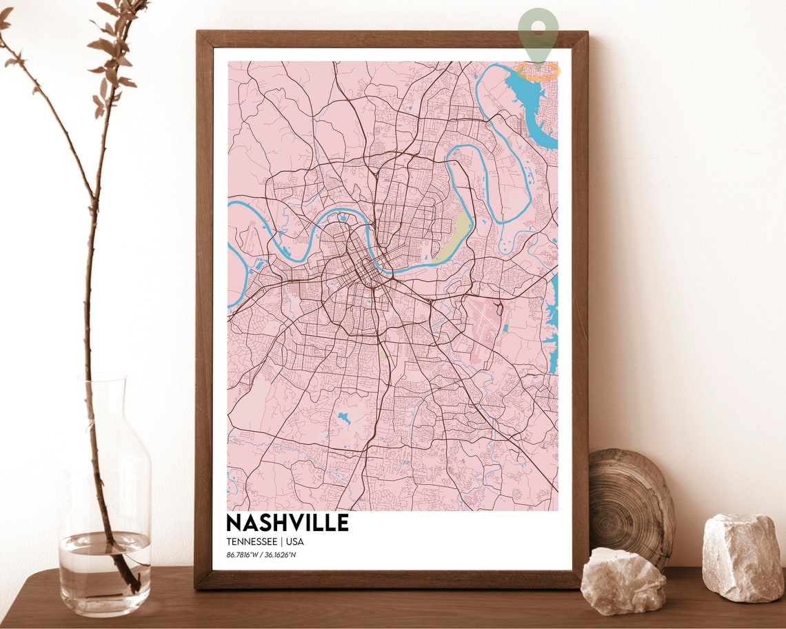 Nashville Map Nashville Map Print Nashville Personalized Map Nashville City Nashville Travel Poster Nashville Poster Nashville City - Image 4