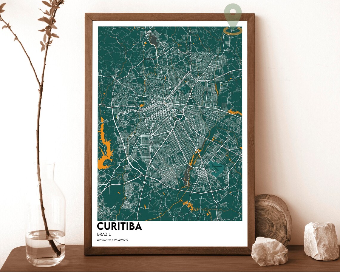 Curitiba Brazil Vintage Sepia City Street Map Retro Travel Poster - Image 5