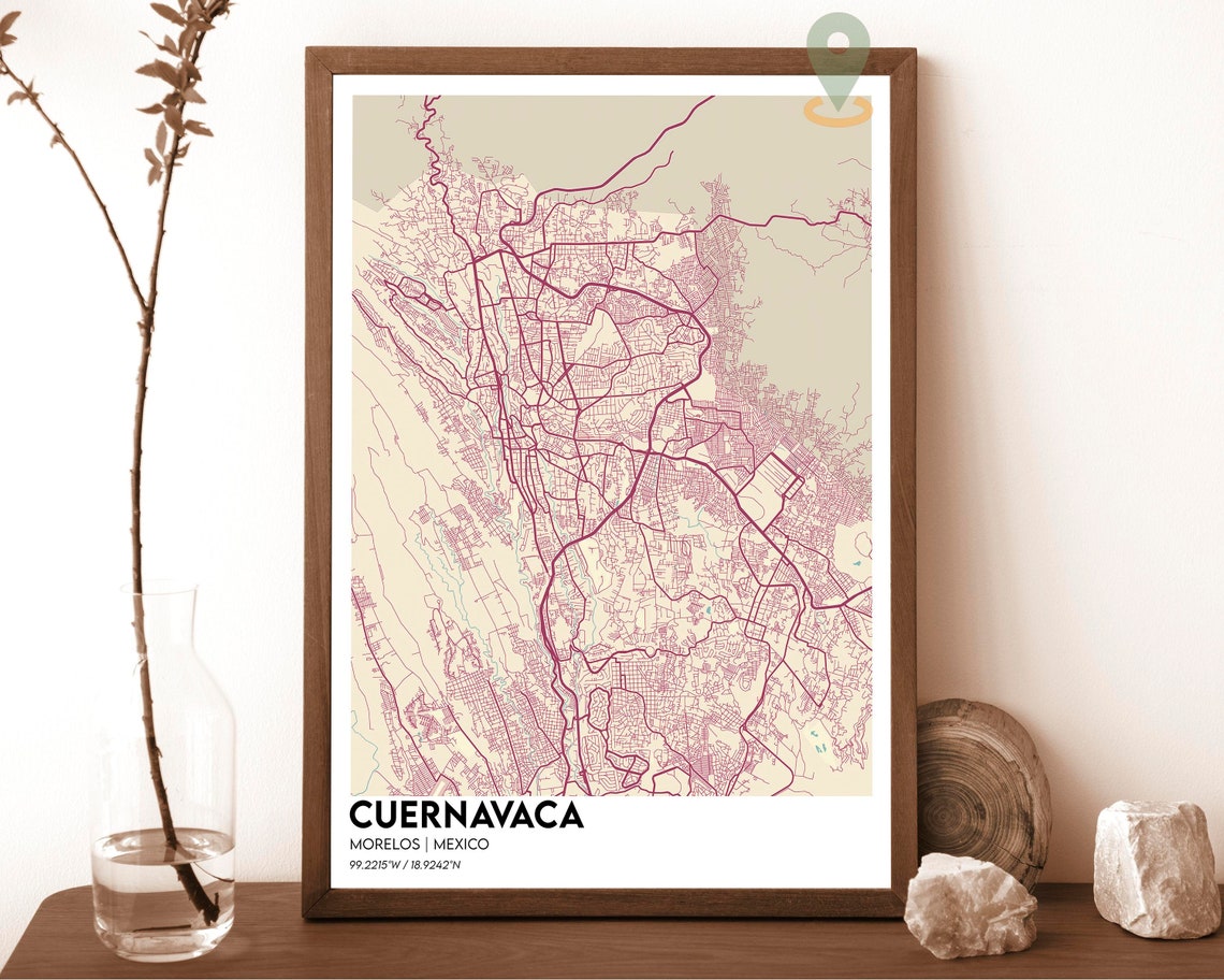 Cuernavaca Mexico Navy Green Modern City Map Street Grid Poster - Image 6
