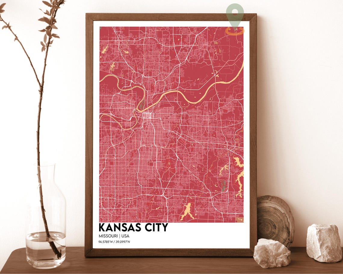 Kansas City Map Kansas City Map Print Kansas City Wall Art Kansas City Travel Poster Kansas City Poster Kansas City Photo Kansas City