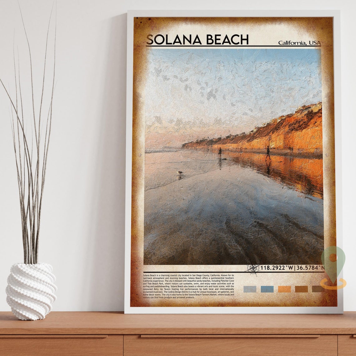 Solana Beach California Sunset Beach Cliffs Photo Travel Wall Art - Image 4