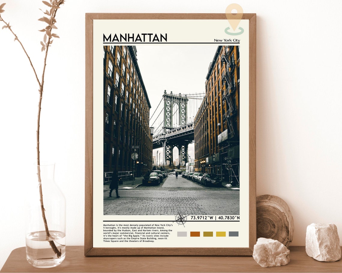 Manhattan New York City DUMBO Bridge Cobblestone Street Poster