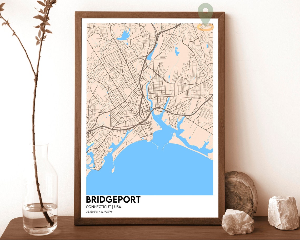 Bridgeport Connecticut Street Map Red Modern City Art Poster - Image 4