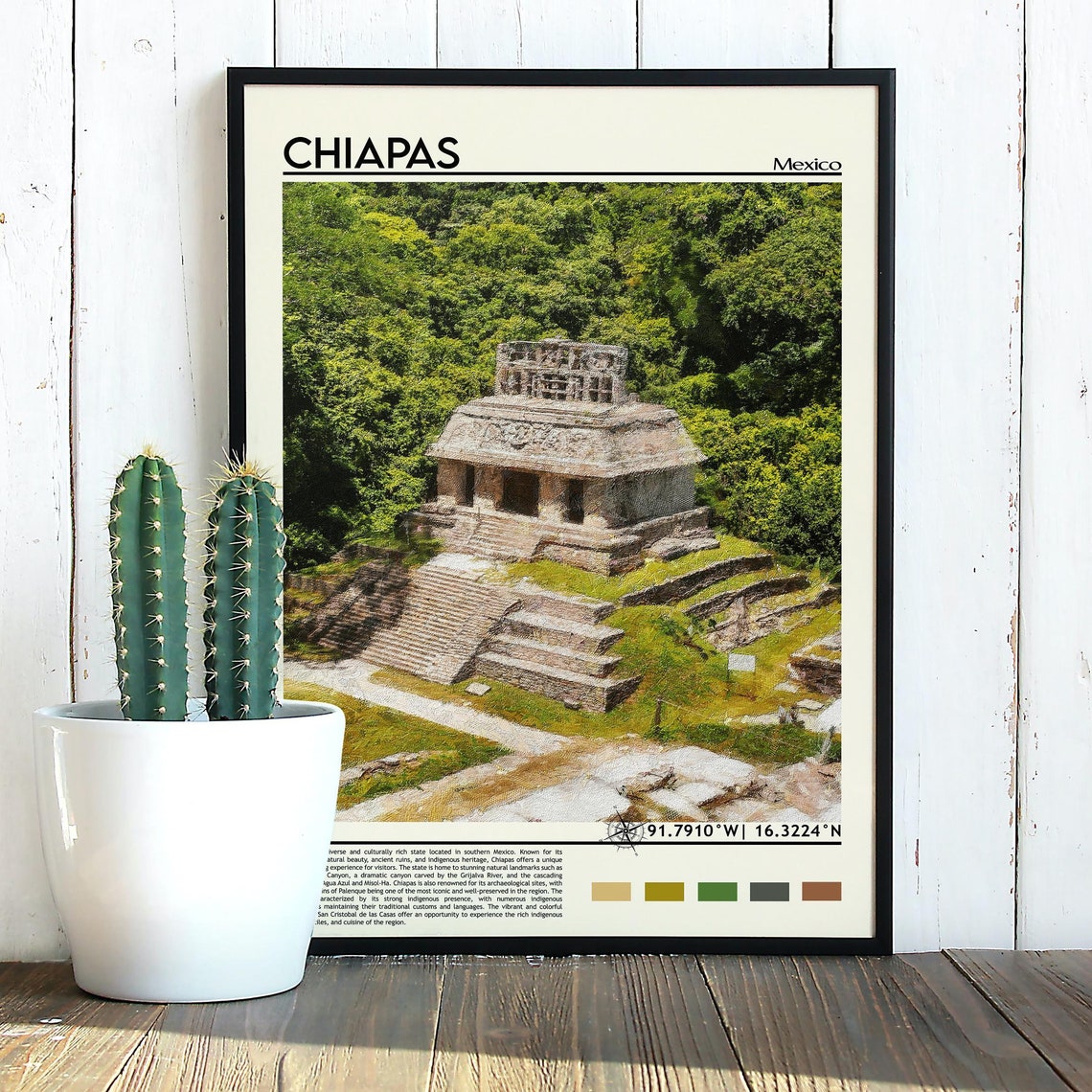 Chiapas Mexico Mayan Temple Jungle Photo Ancient Travel Wall Art - Image 3