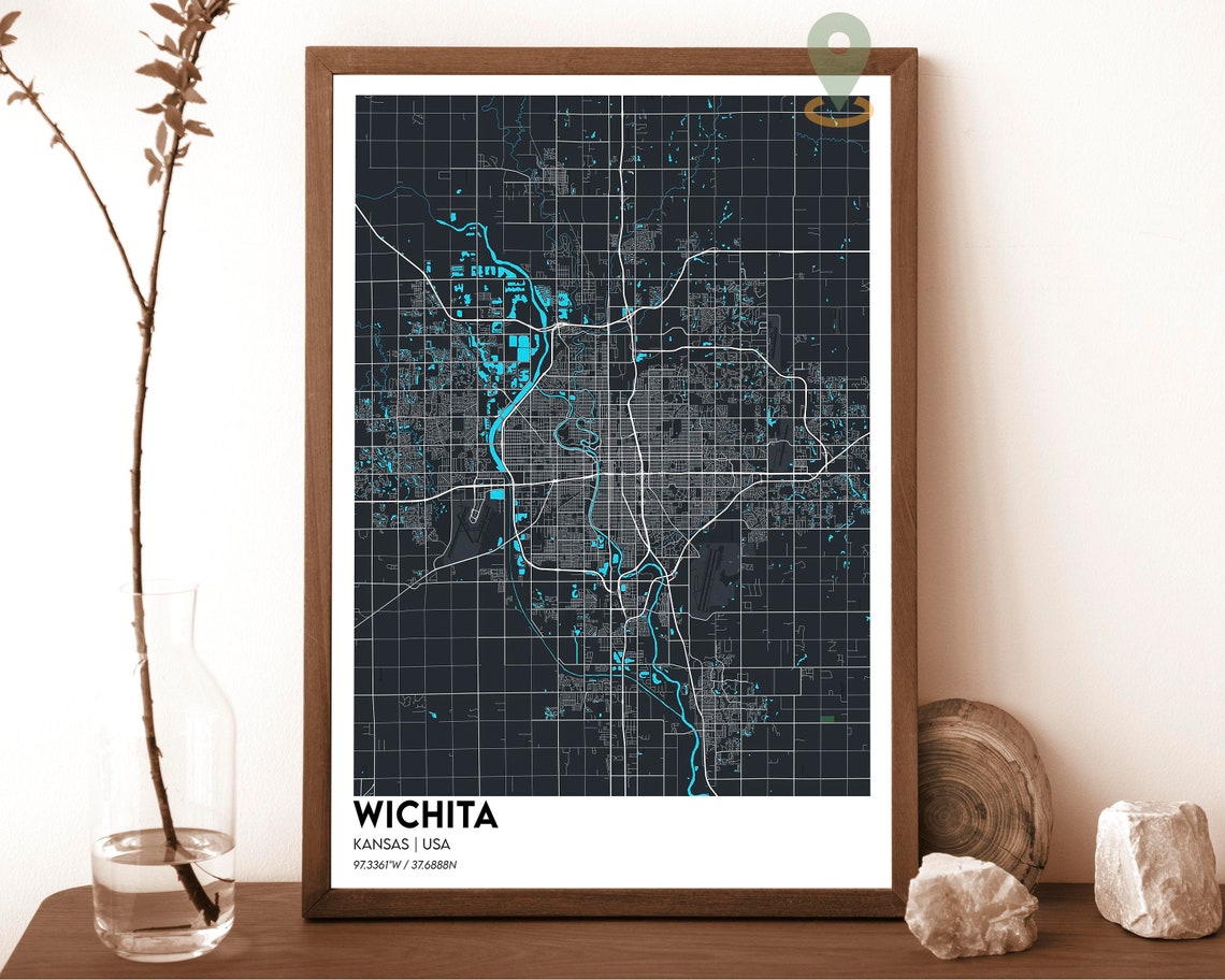 Wichita Kansas USA Bold Red Minimal City Street Map Grid Poster - Image 4